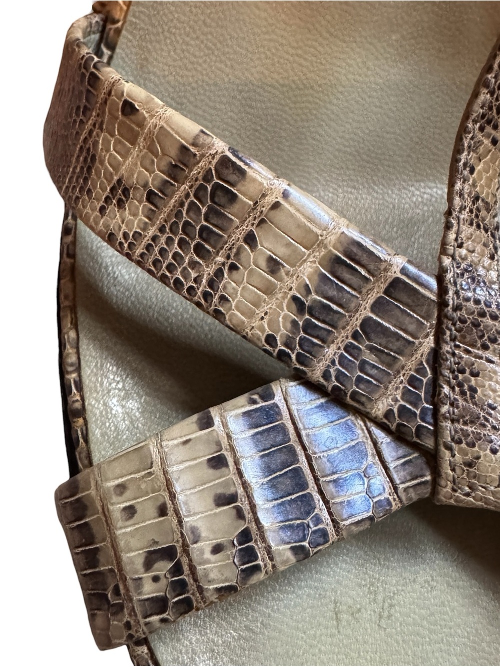 Gucci Women's Vintage Python Leather Strappy Sandals Wood Block Heels 7.5 - Picture 4 of 11